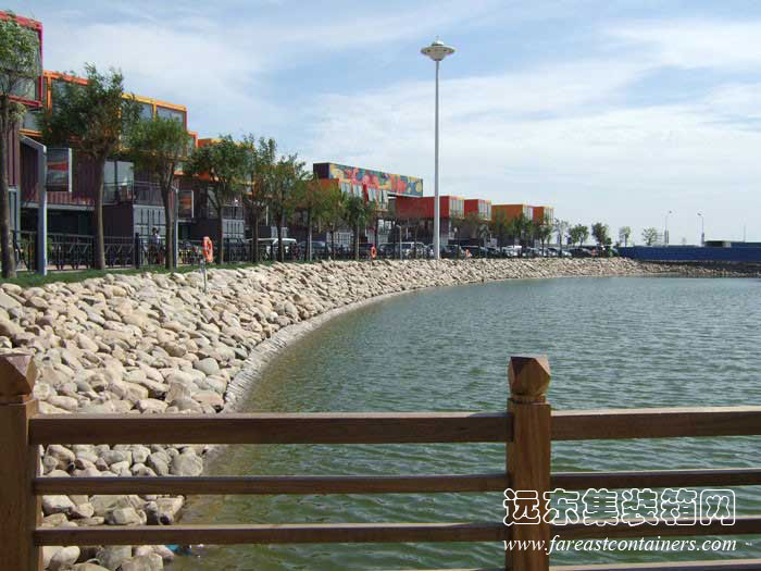 天津北塘海鮮一條街,住人集裝箱活動(dòng)房屋,二手集裝箱貨柜