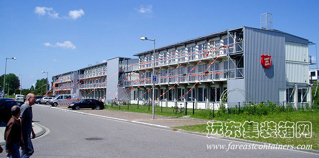 SalvationArmy 宿舍首層支撐結構為混凝土柱,集裝箱房屋,集裝箱建筑,集裝箱住宅,集裝箱活動(dòng)房,住人集裝箱