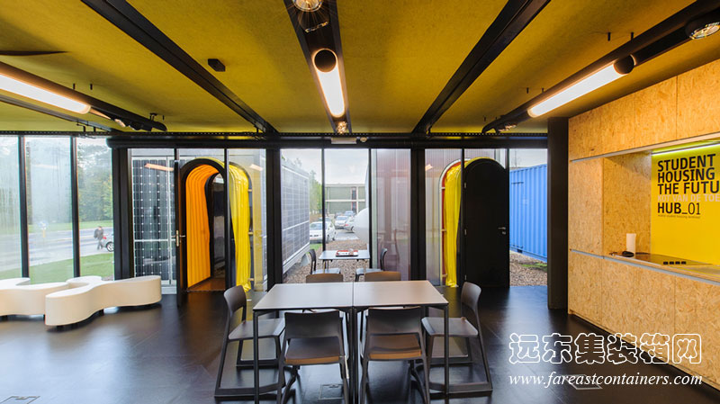 HUB 01 集裝箱學(xué)生宿舍Terminal的內部,集裝箱房屋,集裝箱建筑,集裝箱住宅
