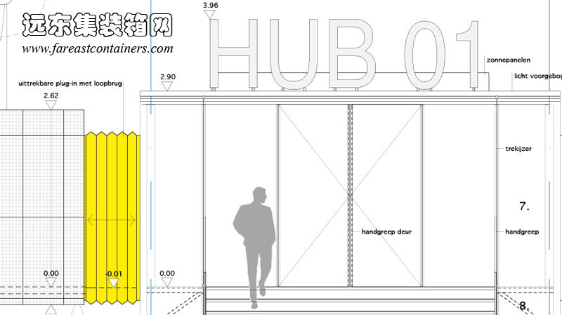 HUB 01 集裝箱學(xué)生宿舍Terminal的立面設計圖,集裝箱房屋,集裝箱建筑,集裝箱住宅