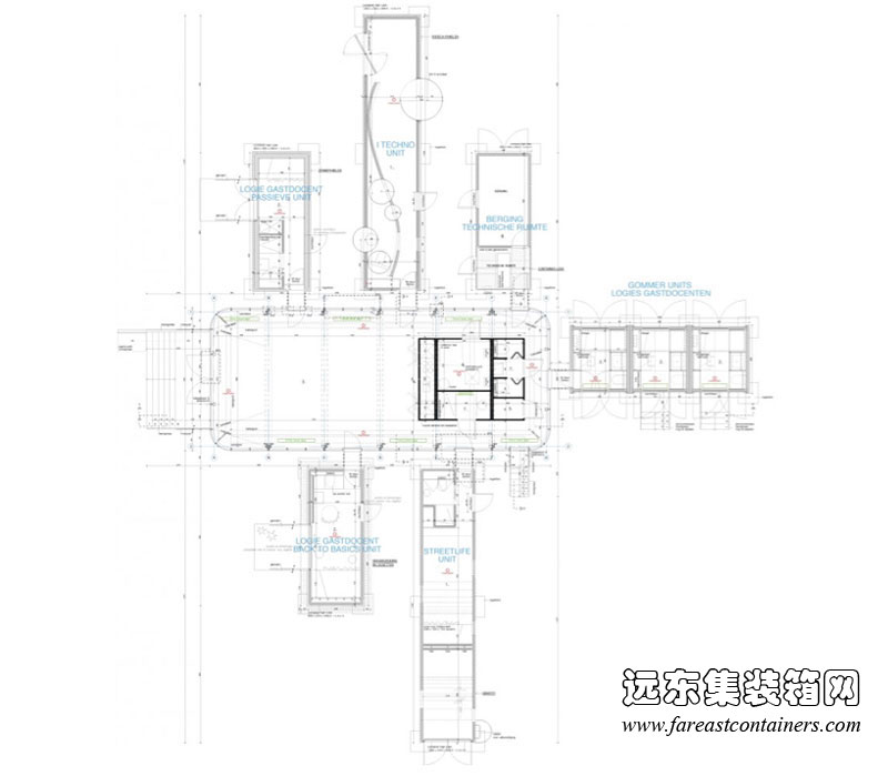 HUB 01 集裝箱學(xué)生宿舍的平面設計圖,集裝箱房屋,集裝箱建筑,集裝箱住宅