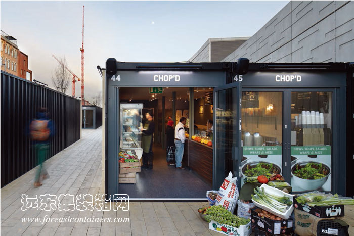 BOXPARK shoreditch 盒子公園集裝箱購物中心店鋪的外觀(guān)
