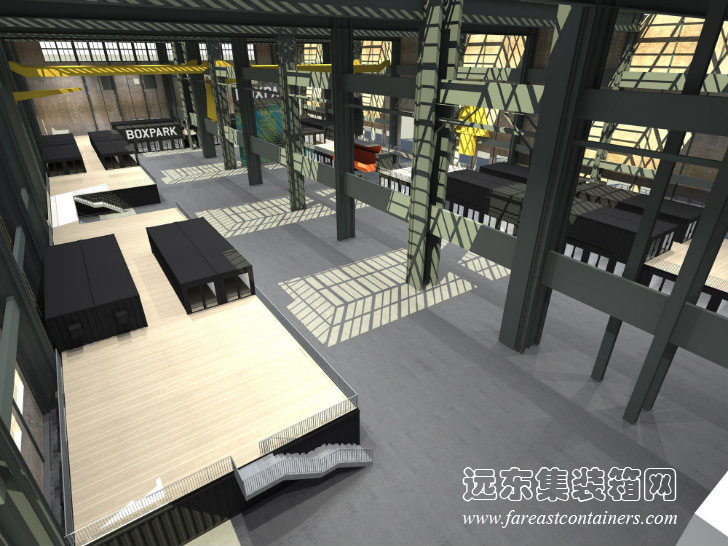 集裝箱大賣(mài)場(chǎng)Boxpark NDSM的內部效果圖